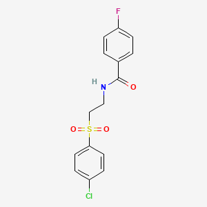 molecular formula C15H13ClFNO3S B2722352 N-(2-((4-Chlorophenyl)sulfonyl)ethyl)-4-fluorobenzenecarboxamide CAS No. 338423-94-2