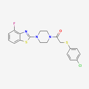 molecular formula C19H17ClFN3OS2 B2722357 2-((4-Chlorophenyl)thio)-1-(4-(4-fluorobenzo[d]thiazol-2-yl)piperazin-1-yl)ethanone CAS No. 897481-75-3