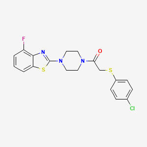 molecular formula C19H17ClFN3OS2 B2722357 2-((4-氯苯基)硫基)-1-(4-(4-氟苯并[d]噻唑-2-基)哌嗪-1-基)乙酮 CAS No. 897481-75-3