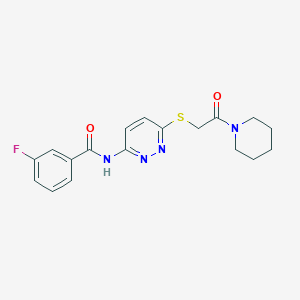 molecular formula C18H19FN4O2S B2722362 3-氟-N-(6-((2-氧代-2-(哌啶-1-基)乙基)硫基)吡啶并[3,2-d]嘧啶-3-基)苯甲酰胺 CAS No. 1021055-99-1