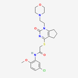 molecular formula C22H27ClN4O4S B2722365 N-(5-chloro-2-methoxyphenyl)-2-((1-(2-morpholinoethyl)-2-oxo-2,5,6,7-tetrahydro-1H-cyclopenta[d]pyrimidin-4-yl)thio)acetamide CAS No. 898450-83-4
