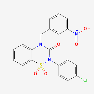 molecular formula C20H14ClN3O5S B2722367 2-(4-氯苯基)-4-(3-硝基苯甲基)-2H-1,2,4-苯并噻二唑-3(4H)-酮 1,1-二氧化物 CAS No. 866843-46-1