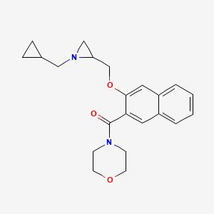 molecular formula C22H26N2O3 B2722375 [3-[[1-(Cyclopropylmethyl)aziridin-2-yl]methoxy]naphthalen-2-yl]-morpholin-4-ylmethanone CAS No. 2418714-31-3