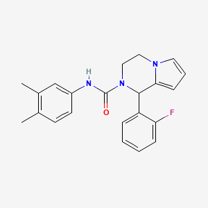 molecular formula C22H22FN3O B2722376 N-(3,4-dimethylphenyl)-1-(2-fluorophenyl)-3,4-dihydropyrrolo[1,2-a]pyrazine-2(1H)-carboxamide CAS No. 899749-87-2
