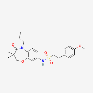 molecular formula C23H30N2O5S B2722392 N-(3,3-二甲基-4-氧代-5-丙基-2,3,4,5-四氢苯并[b][1,4]噁唑-8-基)-2-(4-甲氧基苯基)乙烷磺酰胺 CAS No. 922124-62-7