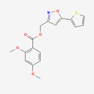 molecular formula C17H15NO5S B2722393 (5-(Thiophen-2-yl)isoxazol-3-yl)methyl 2,4-dimethoxybenzoate CAS No. 879774-73-9