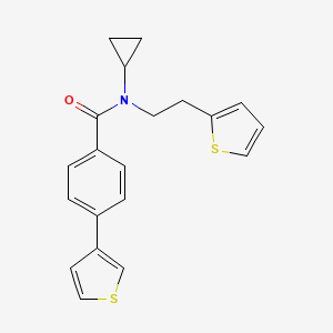 molecular formula C20H19NOS2 B2722404 N-环丙基-N-(2-(噻吩-2-基)乙基)-4-(噻吩-3-基)苯甲酰胺 CAS No. 2034538-77-5