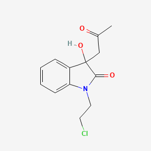 molecular formula C13H14ClNO3 B2722409 1-(2-Chloroethyl)-3-hydroxy-3-(2-oxopropyl)indolin-2-one CAS No. 320741-29-5