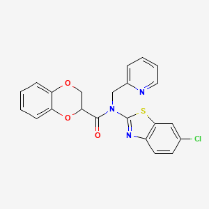 molecular formula C22H16ClN3O3S B2722418 N-(6-氯苯并[d]噻唑-2-基)-N-(吡啶-2-基甲基)-2,3-二氢苯并[b][1,4]二噁烷-2-甲酰胺 CAS No. 899735-87-6