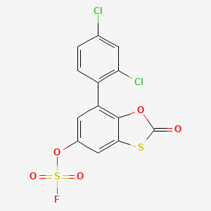 molecular formula C13H5Cl2FO5S2 B2722421 7-(2,4-Dichlorophenyl)-5-fluorosulfonyloxy-2-oxo-1,3-benzoxathiole CAS No. 2418649-64-4