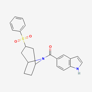molecular formula C22H22N2O3S B2722434 (1H-indol-5-yl)((1R,5S)-3-(phenylsulfonyl)-8-azabicyclo[3.2.1]octan-8-yl)methanone CAS No. 1705478-22-3
