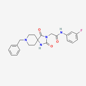 molecular formula C22H23FN4O3 B2722435 2-(8-苄基-2,4-二氧代-1,3,8-三氮杂螺[4.5]癸烷-3-基)-N-(3-氟苯基)乙酰胺 CAS No. 941927-83-9
