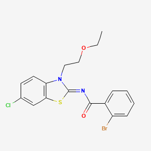 molecular formula C18H16BrClN2O2S B2722448 2-bromo-N-[6-chloro-3-(2-ethoxyethyl)-1,3-benzothiazol-2-ylidene]benzamide CAS No. 865162-50-1