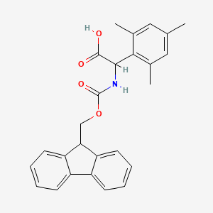 molecular formula C26H25NO4 B2722449 2-(9H-Fluoren-9-ylmethoxycarbonylamino)-2-(2,4,6-trimethylphenyl)acetic acid CAS No. 1554230-32-8