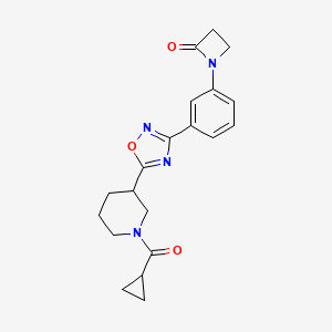 molecular formula C20H22N4O3 B2722453 1-[3-[5-[1-(Cyclopropanecarbonyl)piperidin-3-yl]-1,2,4-oxadiazol-3-yl]phenyl]azetidin-2-one CAS No. 2248782-99-0