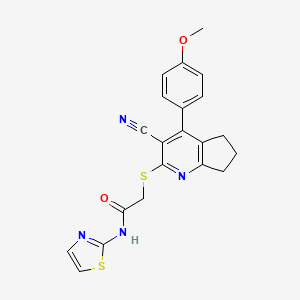 2-((3-cyano-4-(4-methoxyphenyl)-6,7-dihydro-5H-cyclopenta[b]pyridin-2-yl)thio)-N-(thiazol-2-yl)acetamide
