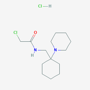molecular formula C14H26Cl2N2O B2722468 2-chloro-N-{[1-(piperidin-1-yl)cyclohexyl]methyl}acetamide hydrochloride CAS No. 1052089-46-9