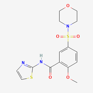 molecular formula C15H17N3O5S2 B2722469 2-methoxy-5-morpholin-4-ylsulfonyl-N-(1,3-thiazol-2-yl)benzamide CAS No. 890611-28-6
