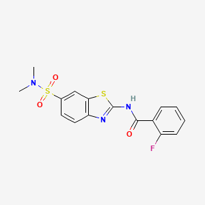 molecular formula C16H14FN3O3S2 B2722479 N-(6-(N,N-dimethylsulfamoyl)benzo[d]thiazol-2-yl)-2-fluorobenzamide CAS No. 923113-69-3
