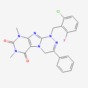 molecular formula C22H18ClFN6O2 B2722495 1-(2-chloro-6-fluorobenzyl)-7,9-dimethyl-3-phenyl-7,9-dihydro-[1,2,4]triazino[3,4-f]purine-6,8(1H,4H)-dione CAS No. 922614-88-8