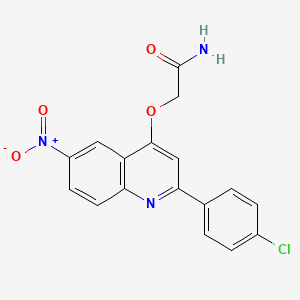 molecular formula C17H12ClN3O4 B2722505 2-{[2-(4-Chlorophenyl)-6-nitroquinolin-4-yl]oxy}acetamide CAS No. 1112278-07-5