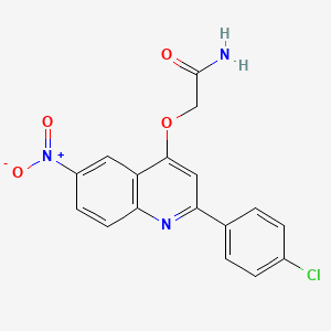 molecular formula C17H12ClN3O4 B2722505 2-{[2-(4-氯苯基)-6-硝基喹啉-4-基]氧基}乙酰胺 CAS No. 1112278-07-5