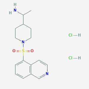 molecular formula C16H23Cl2N3O2S B2722509 1-(1-Isoquinolin-5-ylsulfonylpiperidin-4-yl)ethanamine;dihydrochloride CAS No. 863638-93-1
