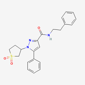 molecular formula C22H23N3O3S B2722514 1-(1,1-dioxidotetrahydrothiophen-3-yl)-N-phenethyl-5-phenyl-1H-pyrazole-3-carboxamide CAS No. 1170376-69-8