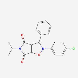 molecular formula C20H19ClN2O3 B2722521 2-(4-chlorophenyl)-5-isopropyl-3-phenyldihydro-2H-pyrrolo[3,4-d]isoxazole-4,6(5H,6aH)-dione CAS No. 1005134-38-2