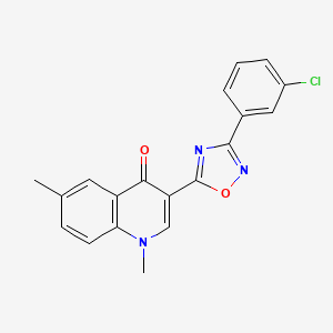molecular formula C19H14ClN3O2 B2722525 3-(3-(3-chlorophenyl)-1,2,4-oxadiazol-5-yl)-1,6-dimethylquinolin-4(1H)-one CAS No. 1206991-40-3