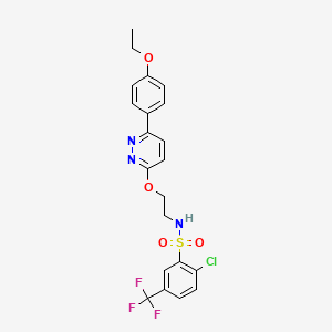 molecular formula C21H19ClF3N3O4S B2722531 2-氯-N-(2-((6-(4-乙氧基苯基)吡啶-3-基)氧基)乙基)-5-(三氟甲基)苯磺酰胺 CAS No. 920239-67-4