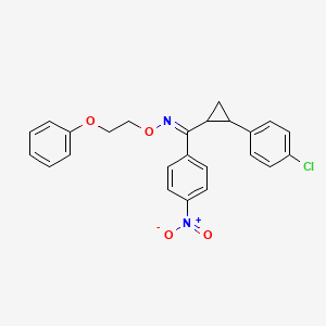 molecular formula C24H21ClN2O4 B2722541 [2-(4-chlorophenyl)cyclopropyl](4-nitrophenyl)methanone O-(2-phenoxyethyl)oxime CAS No. 338401-42-6