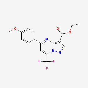molecular formula C17H14F3N3O3 B2722545 Ethyl 5-(4-methoxyphenyl)-7-(trifluoromethyl)pyrazolo[1,5-a]pyrimidine-3-carboxylate CAS No. 313388-27-1