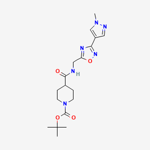 tert-butyl 4-(((3-(1-methyl-1H-pyrazol-4-yl)-1,2,4-oxadiazol-5-yl)methyl)carbamoyl)piperidine-1-carboxylate