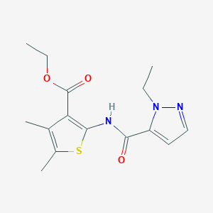 molecular formula C15H19N3O3S B2722564 ethyl 2-(1-ethyl-1H-pyrazole-5-carboxamido)-4,5-dimethylthiophene-3-carboxylate CAS No. 1052621-67-6