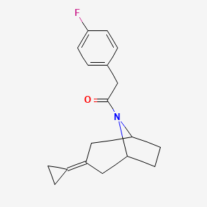 1-{3-Cyclopropylidene-8-azabicyclo[3.2.1]octan-8-yl}-2-(4-fluorophenyl)ethan-1-one