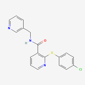molecular formula C18H14ClN3OS B2722580 2-[(4-chlorophenyl)sulfanyl]-N-(3-pyridinylmethyl)nicotinamide CAS No. 866153-84-6