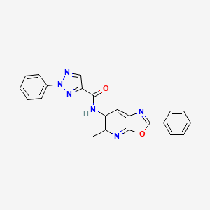 molecular formula C22H16N6O2 B2722581 N-(5-甲基-2-苯基噁唑并[5,4-b]吡啶-6-基)-2-苯基-2H-1,2,3-三唑-4-羧酰胺 CAS No. 2034468-19-2