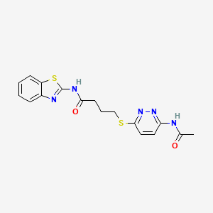 molecular formula C17H17N5O2S2 B2722585 4-((6-乙酰胺基吡啶并[3,4-d]嘧啶-3-基)硫代)-N-(苯并[d]噻唑-2-基)丁酰胺 CAS No. 1021253-37-1