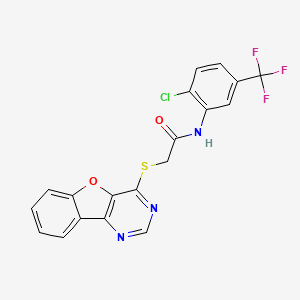 molecular formula C19H11ClF3N3O2S B2722589 2-(benzofuro[3,2-d]pyrimidin-4-ylthio)-N-(2-chloro-5-(trifluoromethyl)phenyl)acetamide CAS No. 851130-17-1