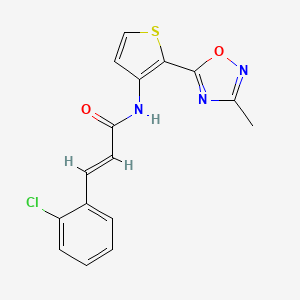 molecular formula C16H12ClN3O2S B2722592 (E)-3-(2-chlorophenyl)-N-(2-(3-methyl-1,2,4-oxadiazol-5-yl)thiophen-3-yl)acrylamide CAS No. 1798401-38-3