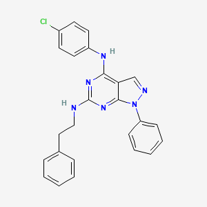 molecular formula C25H21ClN6 B2722594 N~4~-(4-chlorophenyl)-1-phenyl-N~6~-(2-phenylethyl)-1H-pyrazolo[3,4-d]pyrimidine-4,6-diamine CAS No. 946218-21-9