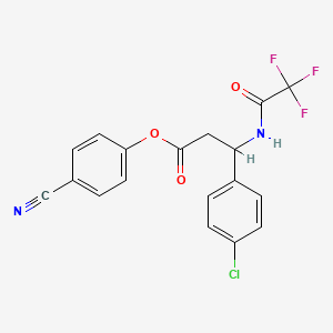 molecular formula C18H12ClF3N2O3 B2722595 4-Cyanophenyl 3-(4-chlorophenyl)-3-[(2,2,2-trifluoroacetyl)amino]propanoate CAS No. 866039-30-7