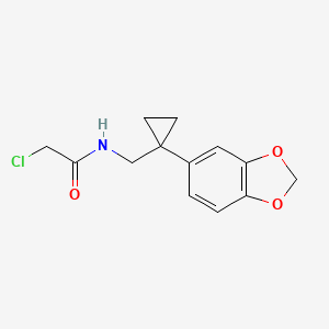 molecular formula C13H14ClNO3 B2722610 N-[[1-(1,3-Benzodioxol-5-yl)cyclopropyl]methyl]-2-chloroacetamide CAS No. 2411217-97-3