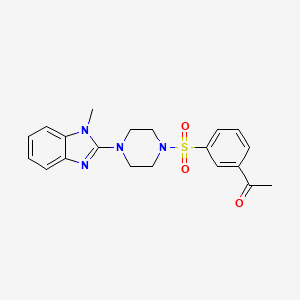 molecular formula C20H22N4O3S B2722612 1-[3-[4-(1-Methylbenzimidazol-2-yl)piperazin-1-yl]sulfonylphenyl]ethanone CAS No. 836669-89-7