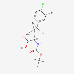 2-[3-(4-Chloro-3-fluorophenyl)-1-bicyclo[1.1.1]pentanyl]-2-[(2-methylpropan-2-yl)oxycarbonylamino]acetic acid