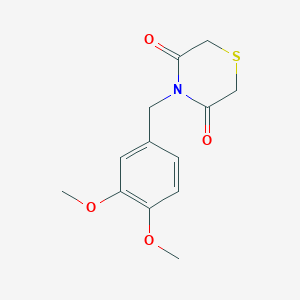 molecular formula C13H15NO4S B2722630 4-[(3,4-二甲氧基苯基)甲基]硫代吗啉-3,5-二酮 CAS No. 338793-96-7