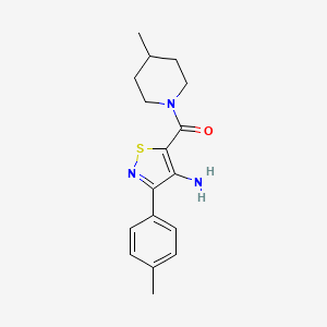 molecular formula C17H21N3OS B2722633 (4-Amino-3-(p-tolyl)isothiazol-5-yl)(4-methylpiperidin-1-yl)methanone CAS No. 1286732-13-5
