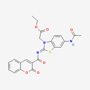 molecular formula C23H19N3O6S B2722644 Ethyl 2-[6-acetamido-2-(2-oxochromene-3-carbonyl)imino-1,3-benzothiazol-3-yl]acetate CAS No. 865248-53-9