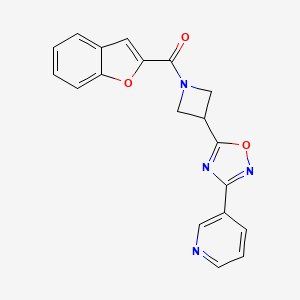 molecular formula C19H14N4O3 B2722646 苯并呋喃-2-基(3-(3-(吡啶-3-基)-1,2,4-噁二唑-5-基)氮杂环丁烷-1-基)甲酮 CAS No. 1323658-34-9